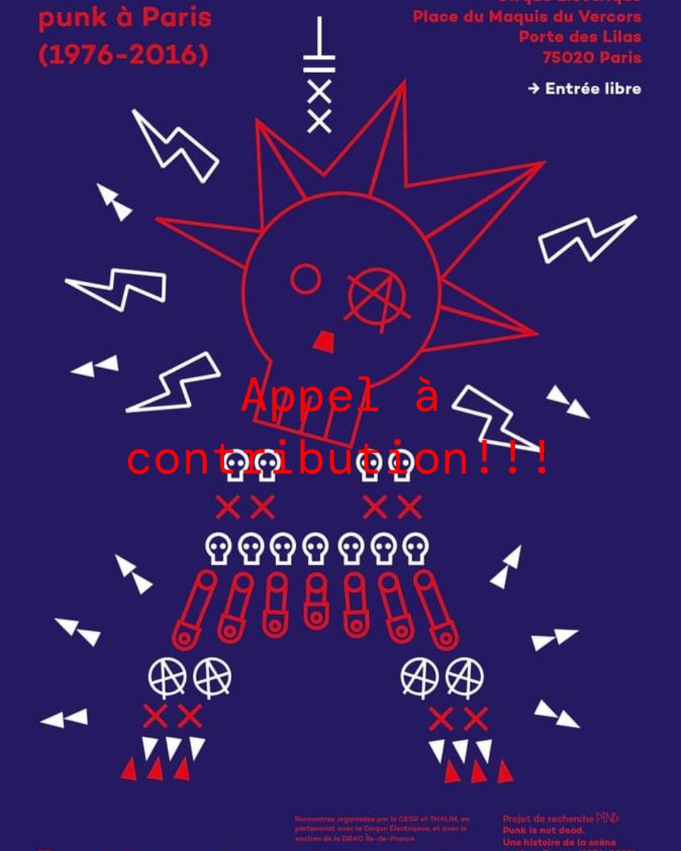 SolveigSerre's tweet image. Appel à contribution ! Rencontres PIND consacrées à l’histoire de la scène punk à Paris, 22 et à
22 novembre au Cirque Électrique #punkisnotdead #pind
