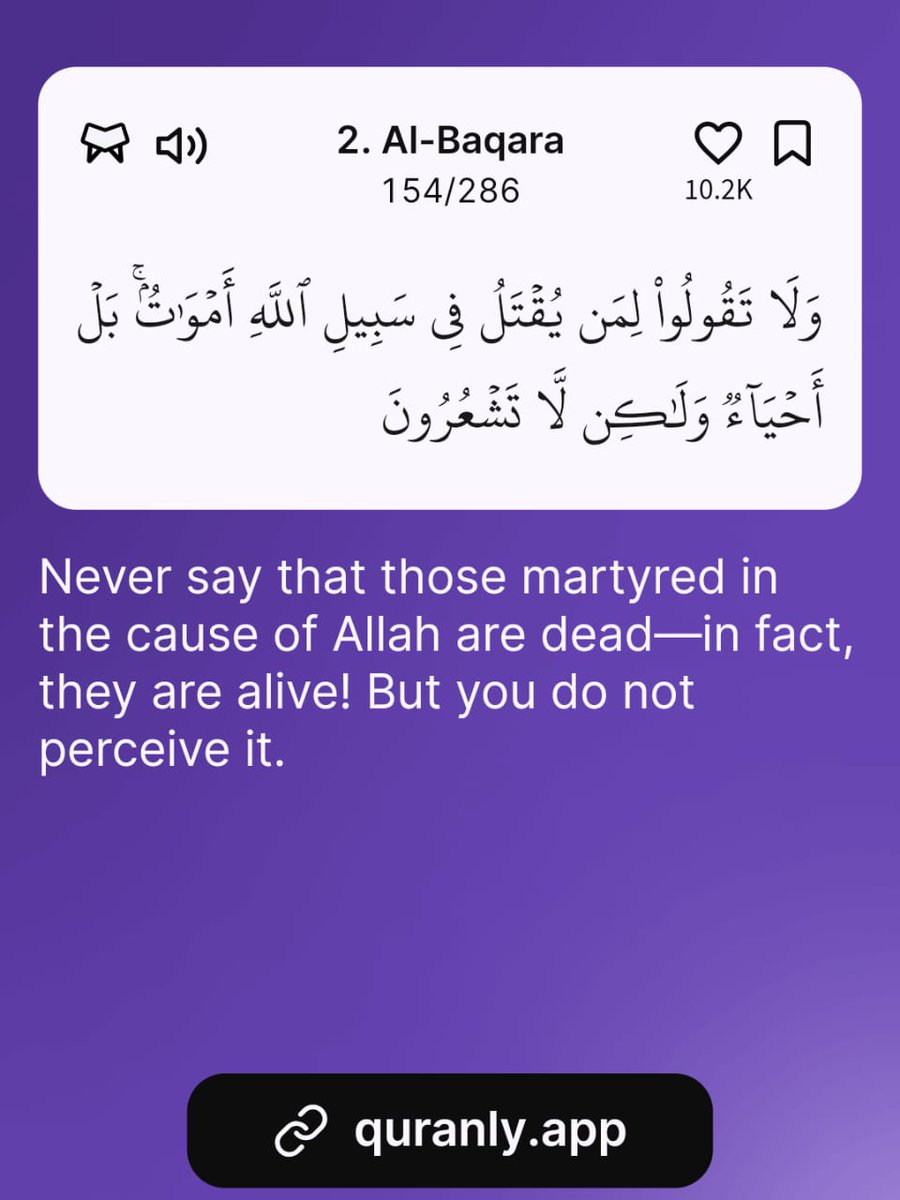 Lina_Ali3's tweet photo. -Al Qur’aan {2:154}

Download the Quranly App https://t.co/aaurEkKPud