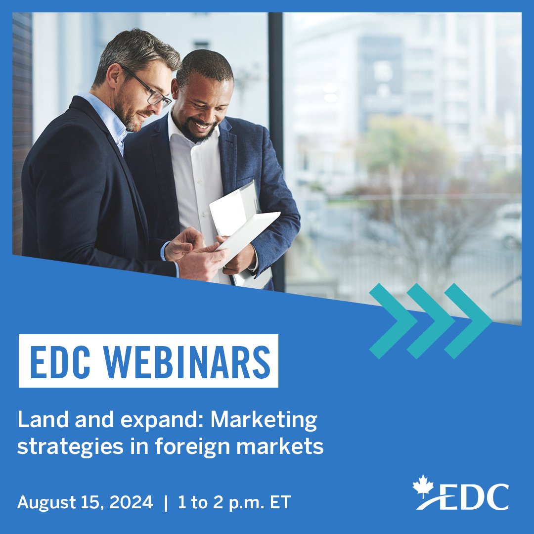 ExportDevCanada's tweet photo. Understand how an international marketing strategy helps your company stand out from the rest and provides the edge to drive growth, at our upcoming webinar Thursday, August 15 at 1 p.m. ET. #Canada #Export 

➡ https://t.co/JJ8iSt3bnD https://t.co/5RLE8nWTS0