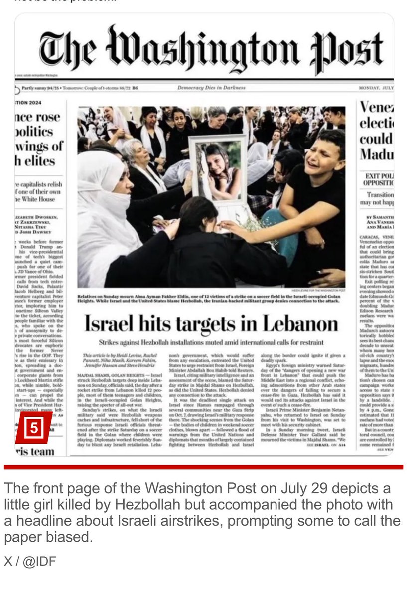 ⁦<a href="/washingtonpost/">The Washington Post</a>⁩ 
While you have apologized for this grossly misleading headline, which falsely implies that the girl in the photo was killed by Israel, when in fact, Hezbollah murdered her with an Iranian missile, you fail to explain why someone approved it. #antisemitism