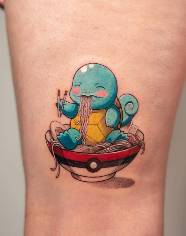 Inkebration's tweet photo. Crazy Pokemon tattoos by sebastian_tattoo from Miami 🔥

https://t.co/pNIPWqvkNq

just love the idea about the little pokemons sitting in pokeballs enjoying ramen 😂
What of these 4 is your favorite ? 🧐

#tattoo #artwork #colortattoos #pokemon #pokeball #ramen #noodles https://t.co/PqfX9shKHk