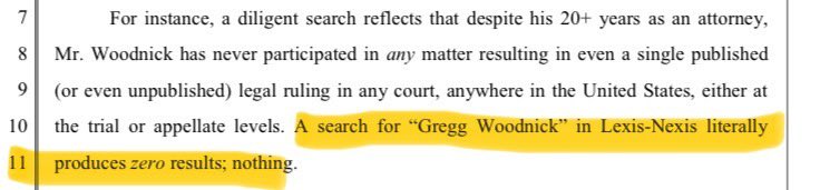 ClaytonsJustice's tweet photo. So @DavidSGingras claims in his most recent filing that Gregg Woodnick’s “litigation experience in higher-level cases is virtually non-existent” and that a search for Gregg Woodnick in Lexi-Nexis produces ZERO results. It appears that is a lie - here is a search for Gregg Woodnick that produces seven different cases. So is Gingras just an idiot who cannot do basic research or is he a liar, just like his client #LauraOwens? 
#justiceforclayton #justiceforallvictimsoflauraowens #LauraOwensisaliar #ProsecuteLauraOwens #truecrime