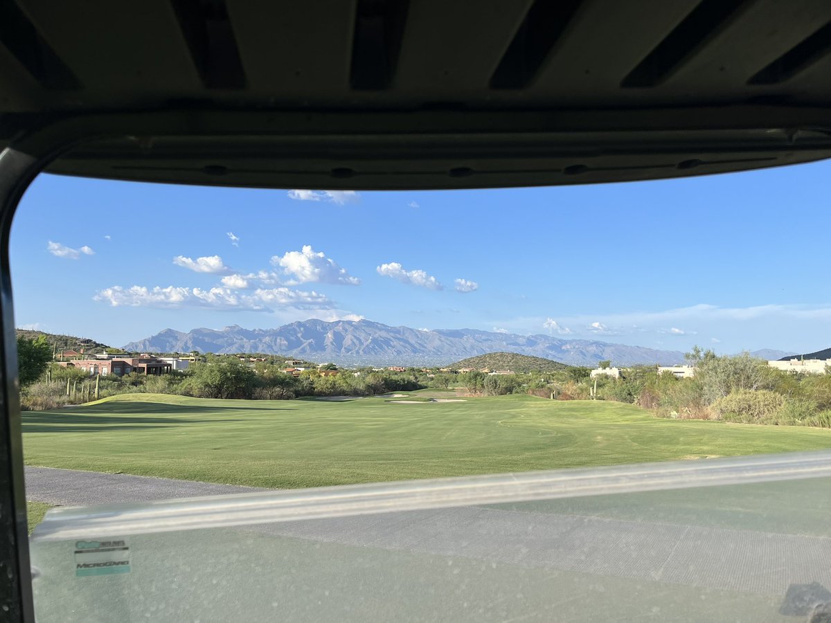 ChadParron's tweet image. Can’t beat these office views early in the evening watching water on sprigged greens.