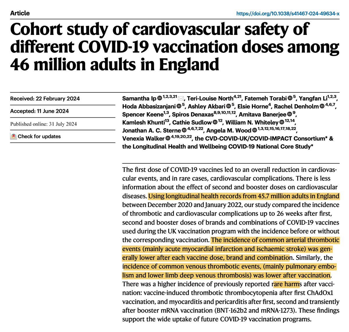 Eric Topol (@erictopol) on Twitter photo On the reduction of heart attacks, strokes and other clotting events with Covid vaccination among ~46 million people
nature.com/articles/s4146…
<a href="/NatureComms/">Nature Communications</a> <a href="/venexia/">Venexia Walker</a> On the reduction of heart attacks, strokes and other clotting events with Covid vaccination among ~46 million people
nature.com/articles/s4146…
<a href="/NatureComms/">Nature Communications</a> <a href="/venexia/">Venexia Walker</a>