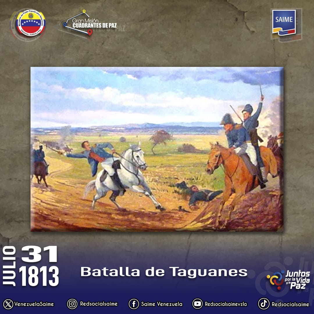 saimezuliaof's tweet photo. La Batalla de Taguanes se escenificó en las llanuras del estado Cojedes el 31 de julio de 1813, entre realistas comandados por el coronel Julián Izquierdo, y los patriotas bajo el mando de Simón Bolívar, el mayor general Rafael Urdaneta, Atanasio Girardot y Figueredo, entre otros https://t.co/flJXfSSCvF