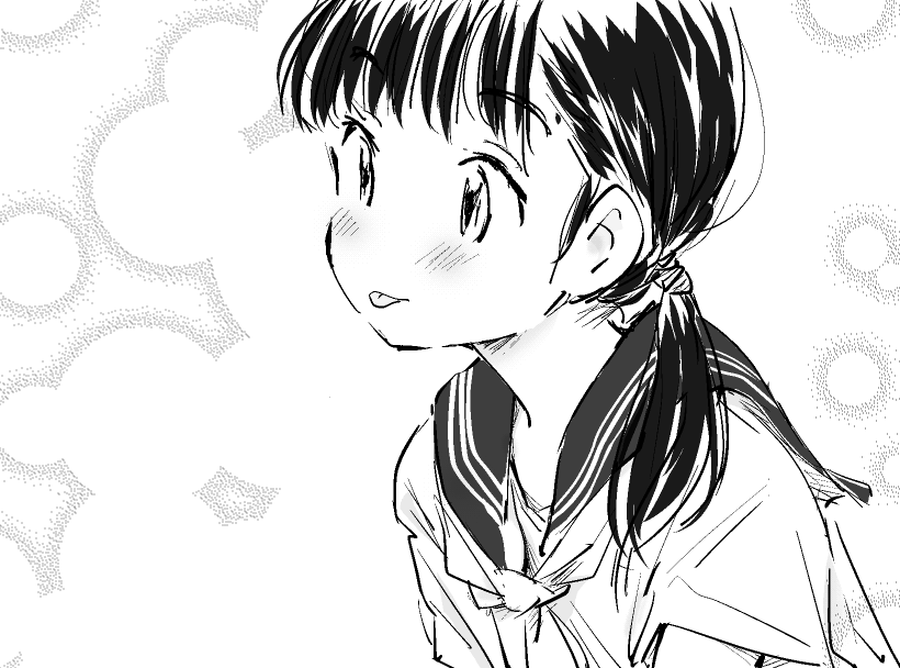 #今月描いた絵
制服と浴衣のほかに、普段描くことのないスクール水着や下着姿などを描いてしまったのは、夏の開放感のせいでしょうか……。 