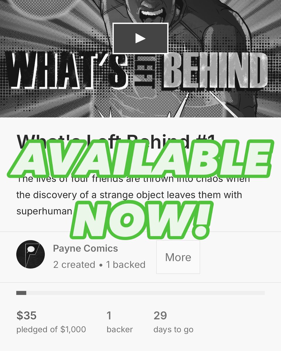 Issue 1 of What’s Left Behind is available NOW on Kickstarter.

kck.st/4dq1HzO