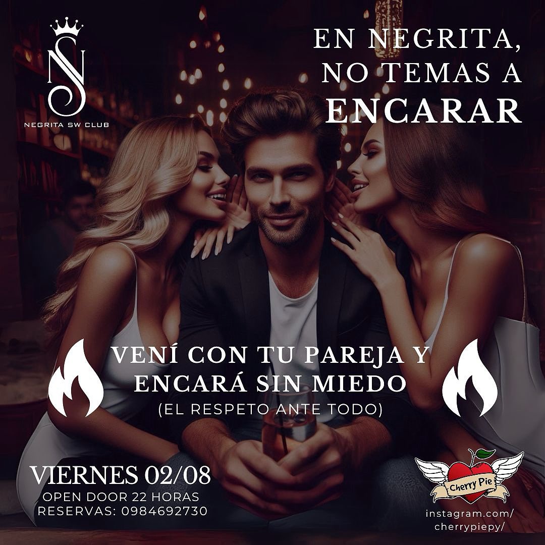 negritabelen1's tweet photo. #Negritaclub es el primer #puntodeencuentro de parejas open mind en Py, #8años brindando un servicio d #Calidad #Seguridad #discrecion #comodidad y mucha #Amistad 
Este Viernes 2 celebramos el ser #AmigoSw con los antiguos y nuevos amigoSw y vos te pensas perder ?
Rsv 0984692730 https://t.co/jQWhQukXog