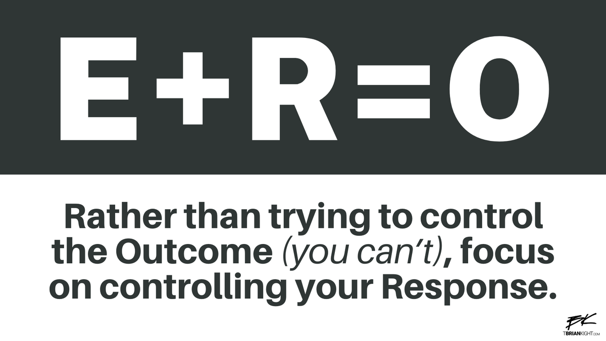 The Outcome is beyond your control. Your Response is within your control. That difference is everything.