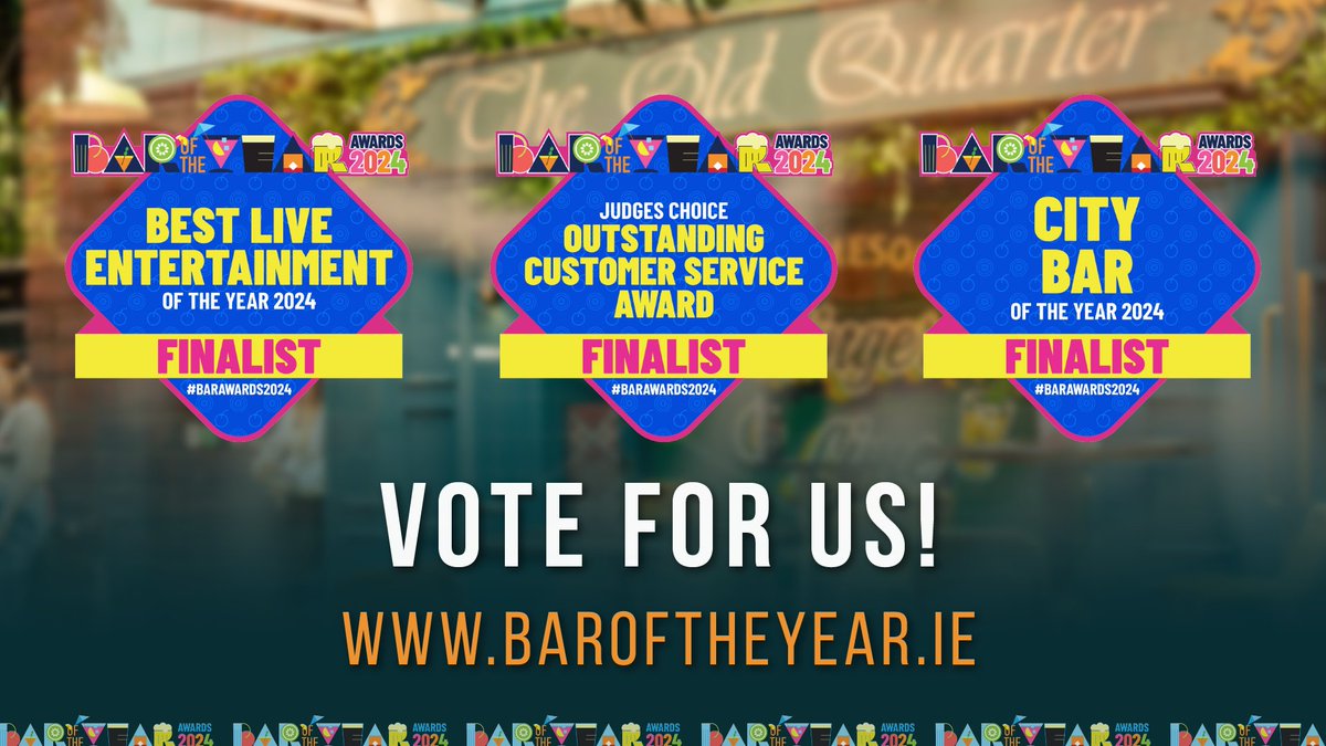 Only two days left to vote for us in the <a href="/BarOfTheYear/">BarofTheYear</a> Awards!! To vote please follow this link and select us in the Munster category: docs.google.com/forms/d/e/1FAI…

Thanks for your support! 

#limerick #baroftheyear #limerickbar