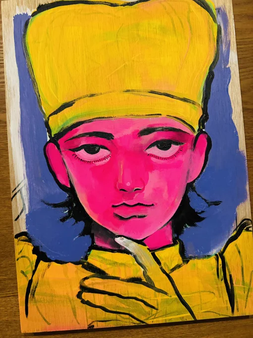 個展、アナログ作品やっぱり持っていきたいなと思って昨日の夜から描いてます! すごく可愛いんじゃないか!