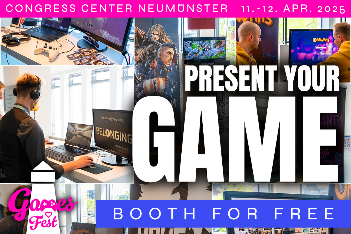 🚀Call for Indies! The biggest games event in the true north awaits you. Developer teams from all over Germany and Europe will be presenting their games at the Congress Center Neumünster from 11 to 12 April 2025.
The best thing: No costs for your booth!
 balticgamesfest.com