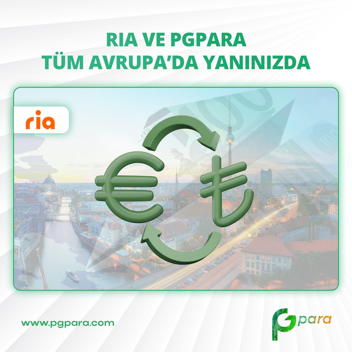Ria ve PgPara tüm Avrupa'da yanınızda! Hızlı, güvenli ve kolay para transferi için adresiniz PgPara...

#PgPara #Paragram #ParaTransferi #SafeTransfer #MoneyTransfer #Ria #RiaMoneyTransfer