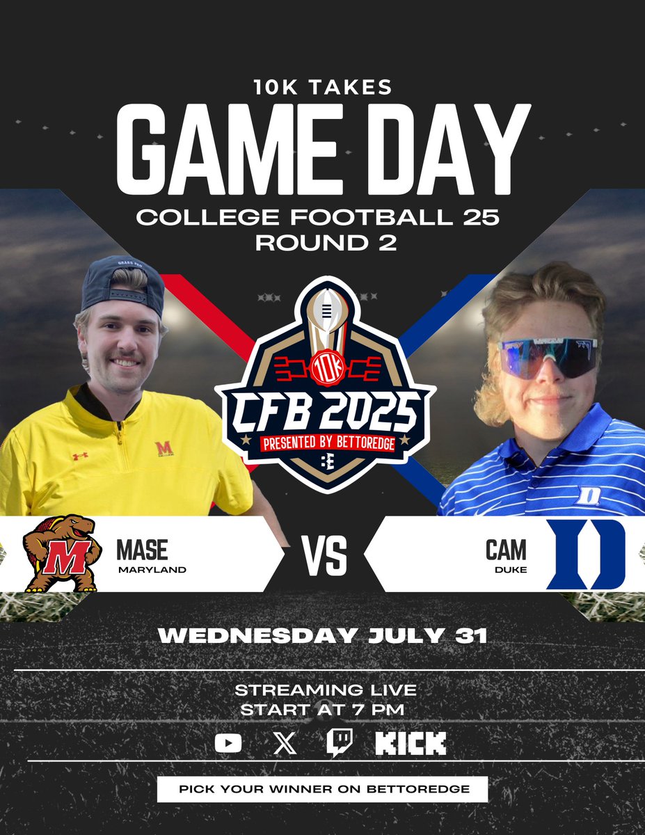 HUGE match ups tonight in round 2 of the CFB 2025 Tournament! 7pm tonight, YouTube/X/Twitch/Kick

Will we see any games crazier than last night’s Michigan vs Northwestern?