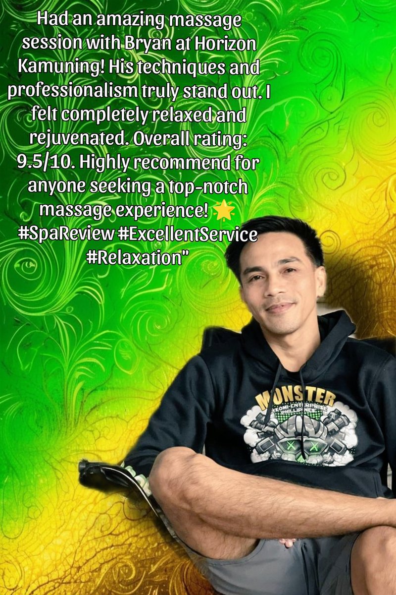 carlspahunter's tweet image. Isa sa magaling na therapist si @Yankie030588 (Bryan) ng @HorizonKamuning. His technique of massage is different from others. Definitely I will come back again. Overall rating: 9.5/10. Highly recommended. Try him and you will know. 😃 #SpaReview #ExcellentService #Relaxation