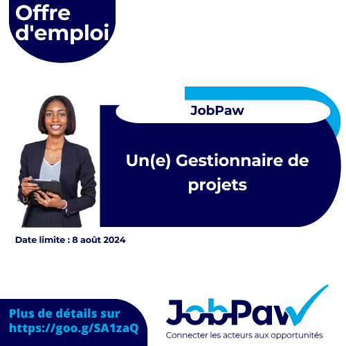 Offre d'emploi - <a href="/JobPaw/">JobPaw</a>   recrute :
Un(e) Gestionnaire de projets 
Postulez à travers ce lien : goo.gl/SA1zaQ
#JobPaw #JobPawOpportunite  #offredemploi #Haiti