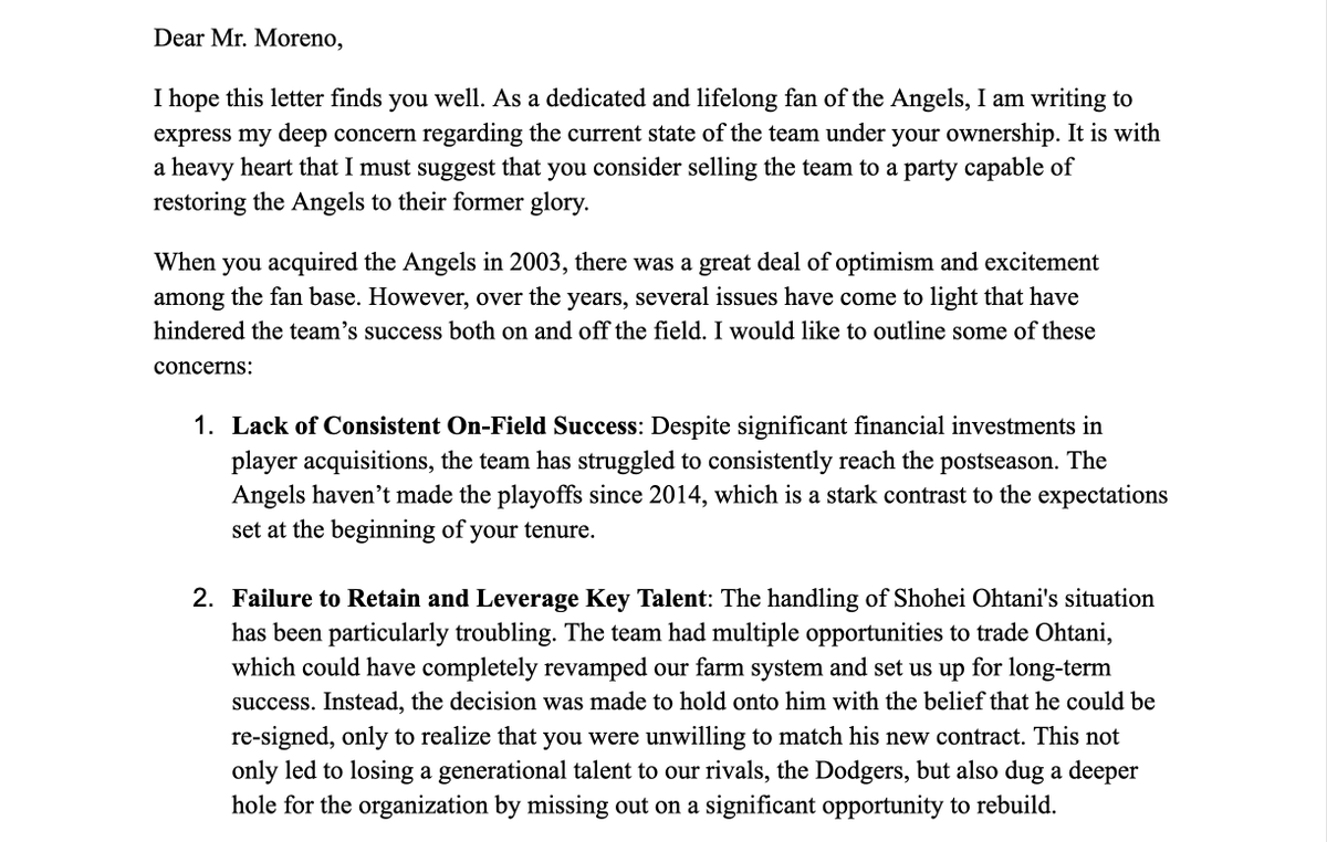 talk_angels's tweet image. A Letter to Arte Moreno.
#SellTheTeam #Angels #MLB