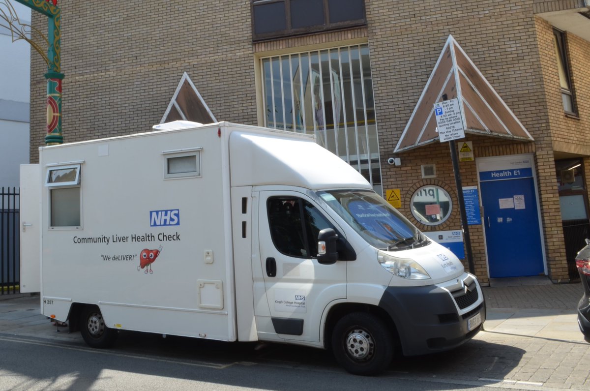 HHealthLdnP's tweet photo. As part of the service offer at our co-developed drop-in pilot clinic at @E1Homeless, we have the community liver health van offering a free Fibroscan to anyone with a risk factor for #liverdisease @HepatitisCTrust @LiverTrust @NHSBartsHealth @CancerNel https://t.co/iVWbFpyufO
