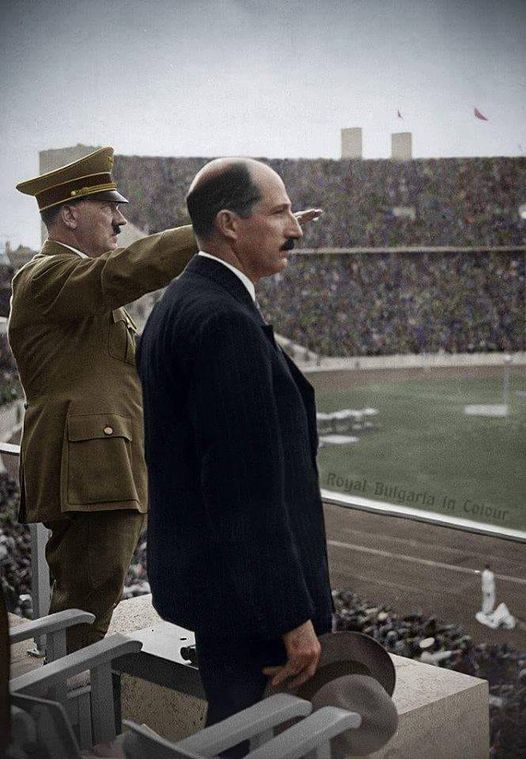 Al_Stoyanov's tweet photo. 1st August 1936. During the opening ceremony of the Summer Olympics, Bulgarian king Boris III is the only person among the official delegations not to respond to the Nazi salute, doing it while standing right next to Hitler. https://t.co/kF13UlmLqH
