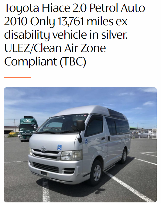 Hiace on it's way from Japan. The first one we will have converted in to a camper for a few years.