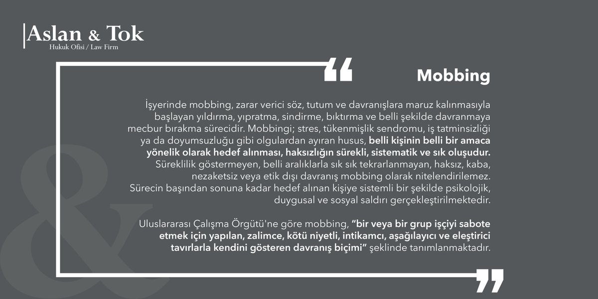 Haftanın Hukuki Terimi

Mobbing

#AslanTokHukuk #haftaninhukukiterimi #hukukiterimler #mobbing