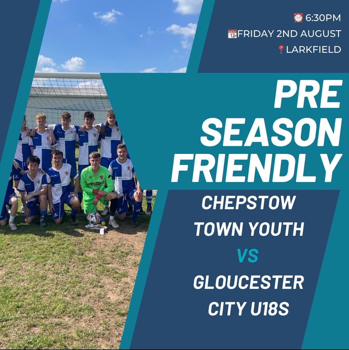 YOUTH FIXTURE 

Our youth team have a preseason friendly on Friday as <a href="/GCAFCofficial/">Gloucester City AFC</a> Youth are the visitors to Larkfield park 

Come and support the boys 

#CTAFC 

💙🤍