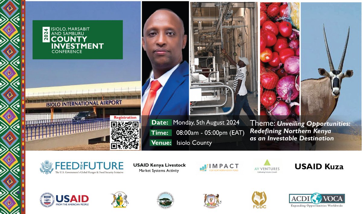 IsioloTourism's tweet photo. We welcome you to Isiolo County, a rapidly growing county where investment opportunities is robust with unique and special wildlife, abundant minerals, international airport, a place with an excellent returns on your investments. See you on 5th of August 2024.#TembeaIsiolo https://t.co/oTHmsOXa0O