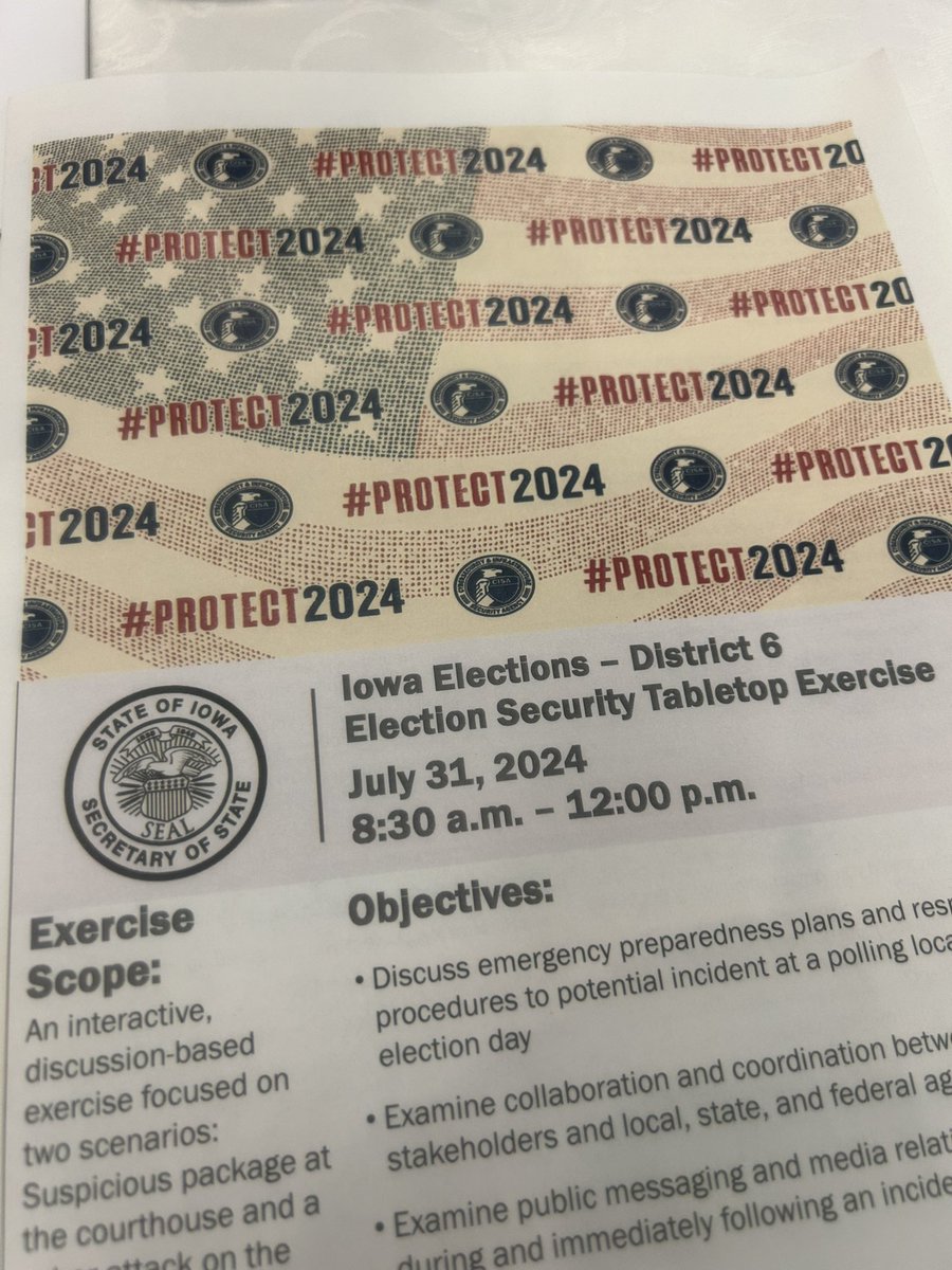 Clinton County representing at the Iowa Secretay of State/CISA Election Security Tabletop exercises. And we are joined by Floyd County Auditor Gloria Carr.