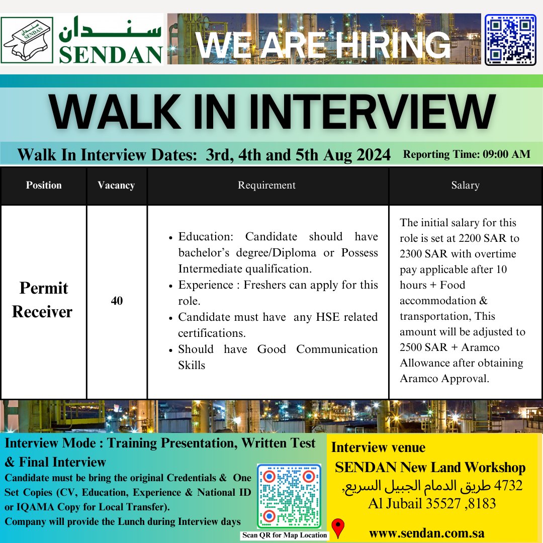 Sendanofficial's tweet photo. walk-in interview on the 3rd , 4th &amp; 5th of August 2024.
Map Location:
https://t.co/E2ahOcJuG2
Address:

Sendan New Land Workshop https://t.co/mf19m0Dew4