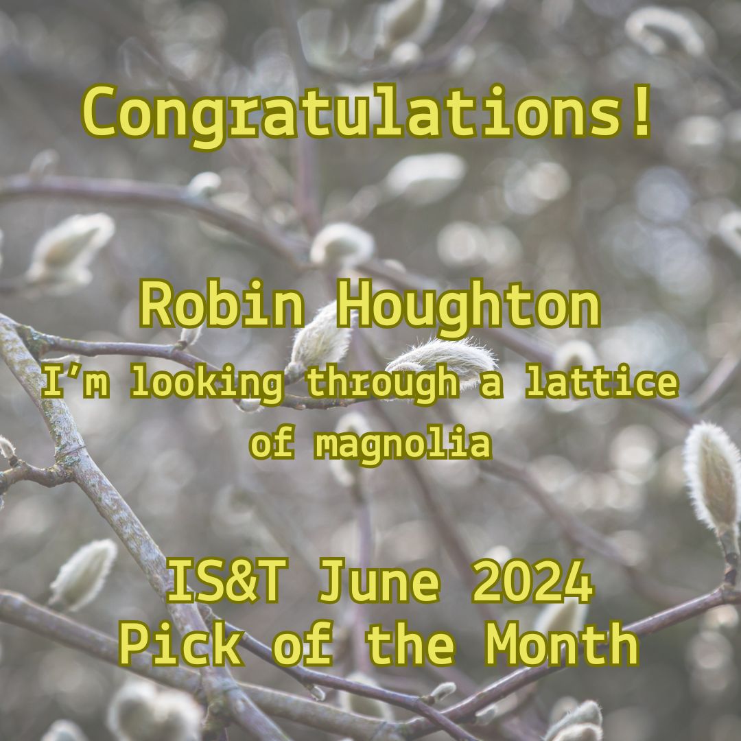Ink Sweat & Tears (@inksweattears) on Twitter photo 'Beautiful interweaving of nature and human concerns'
Huge congratulations to <a href="/RobinHoughton/">Robin Houghton</a>, whose poem 'I am looking through a lattice of magnolia' is the IS&T Pick of the Month for June. To revisit this fine poem and see more voters' comments go to inksweatandtears.co.uk/june-2024-pick… 'Beautiful interweaving of nature and human concerns'
Huge congratulations to <a href="/RobinHoughton/">Robin Houghton</a>, whose poem 'I am looking through a lattice of magnolia' is the IS&T Pick of the Month for June. To revisit this fine poem and see more voters' comments go to inksweatandtears.co.uk/june-2024-pick…