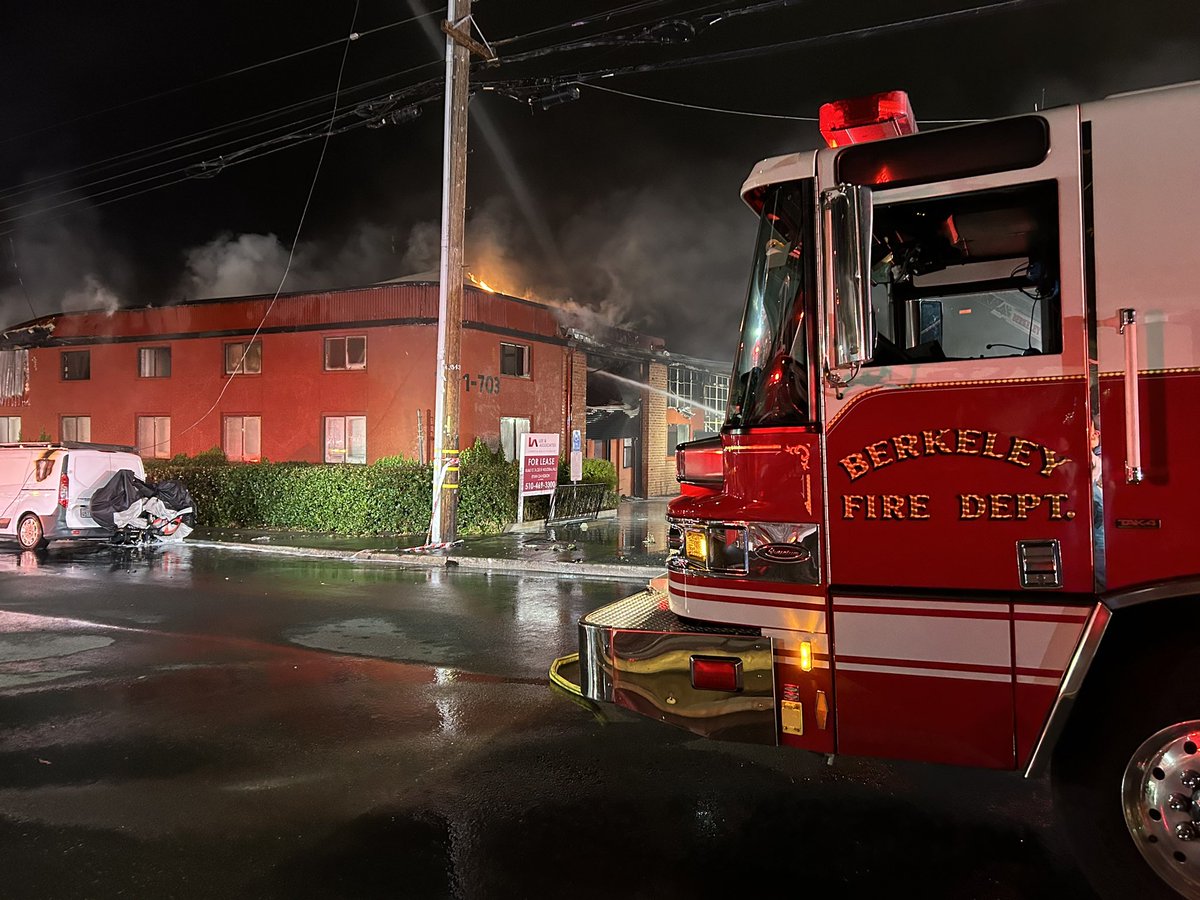 Berkeley firefighters on the scene of a three alarm fire at a business duplex near aquatic park. The building appears to be a total loss; cause may be downed powerlines or a nearby homeless encampment.  Listen to <a href="/KCBSRadio/">KCBS 106.9 FM/740 AM</a> for more on the <a href="/Audacy/">Audacy</a> app.