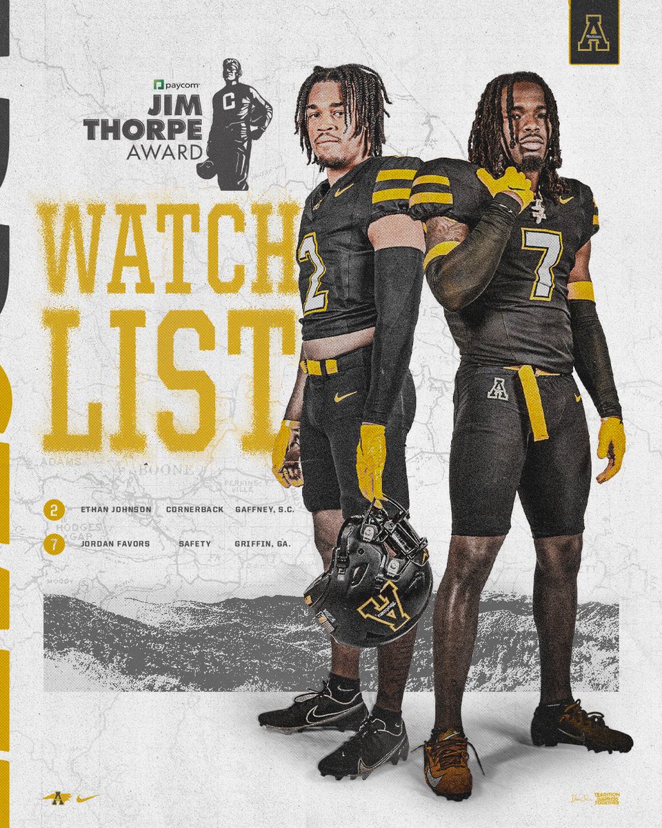 App State Football (@appstate_fb) on Twitter photo ๐๐๐ญ๐๐ก ๐๐ข๐ฌ๐ญ: @JimThorpeAward
โ๏ธ CB <a href="/EJ0hns0n2/">Ethan Johnson</a>
โ๏ธ SAF @Jordan_Favorsss
๐ goapp.st/3LL2yiL
#GoApp ๐๐๐ญ๐๐ก ๐๐ข๐ฌ๐ญ: @JimThorpeAward
โ๏ธ CB <a href="/EJ0hns0n2/">Ethan Johnson</a>
โ๏ธ SAF @Jordan_Favorsss
๐ goapp.st/3LL2yiL
#GoApp