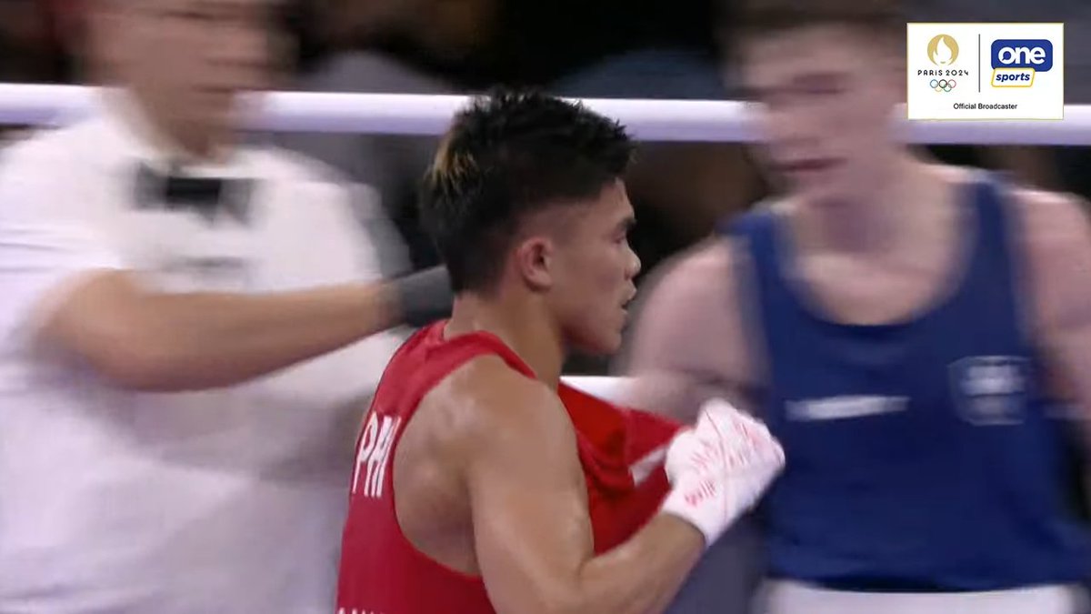 JUST IN: Carlo Paalam is through to the quarterfinals of the men's 57kg division after a unanimous decision win over Ireland's Jude Gallagher. #Paris2024 (📸: One Sports via Cignal TV/POC Media) 

Full story: news.abs-cbn.com/sports/2024/7/…