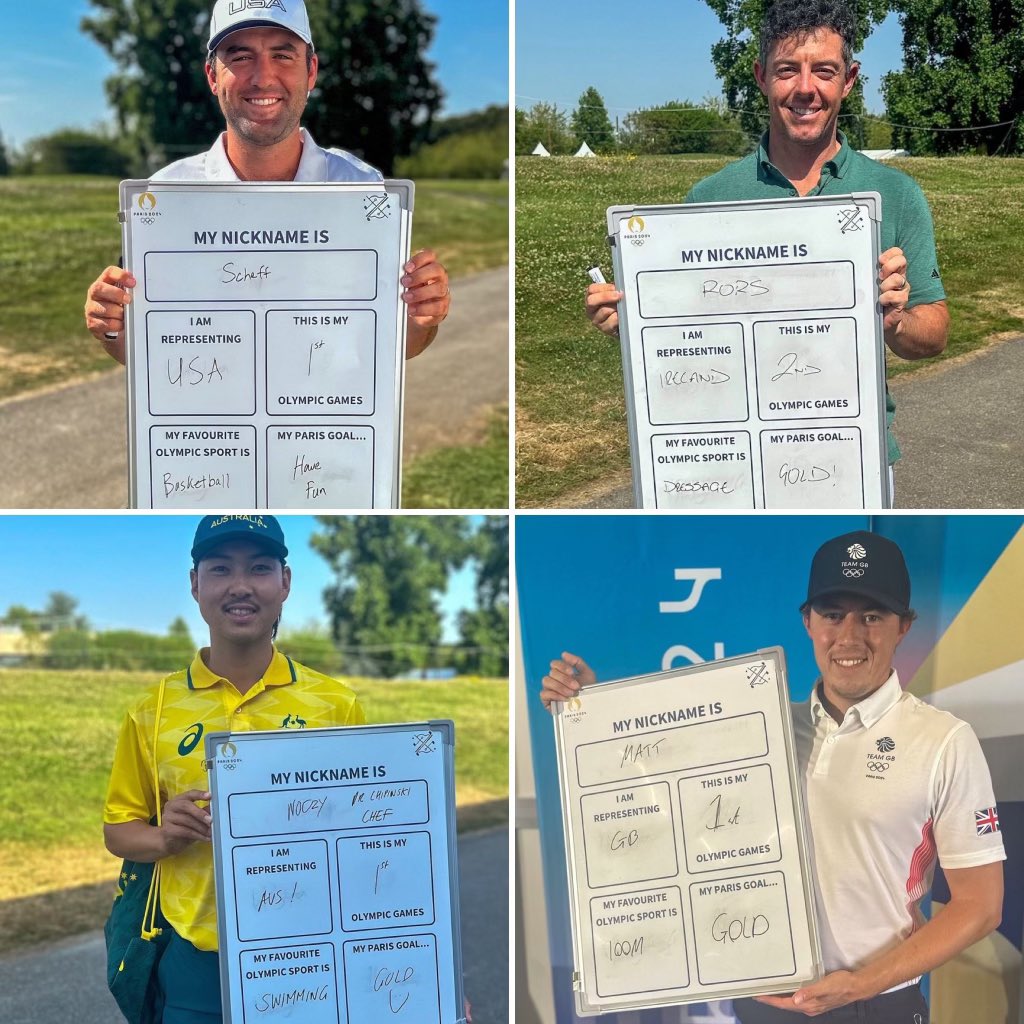 🚨✏️⛳️ #GOALS — It looks like the first day back to school for golfers in Paris. Most golfers are looking to win gold, with the exception of World #1 Scottie Scheffler who just wants to “have fun”. 

(Via: @OlympicGolf)