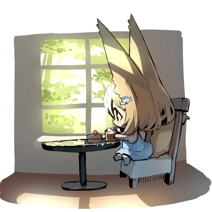 #深夜のひっそり落書き #生存報告落書き 涼しい喫茶店で過ごしたい。 初予約投稿上手くいくかな。