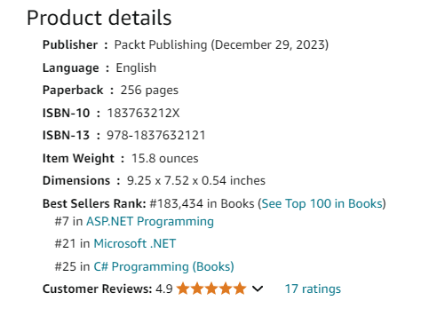 jdanylko's tweet image. 🎉🎉Huzzah! 🎉🎉
The book is still in the #aspnetcore top 10! Always extremely grateful. 😀
#aspnet #dotnetcore #Dotnet