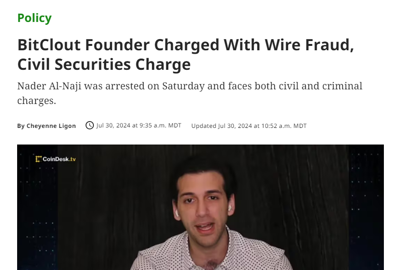 CLOUT_COCKS's tweet image. #bitclout founder now known as #diamondapp arrested on civil and criminal charges wire and securities fraud...

This platform felt like a slow rug for a long time im not gonna lie lol 

i think they have 200m in BTC ?

Is this certain death?

Good time for someone to fork this