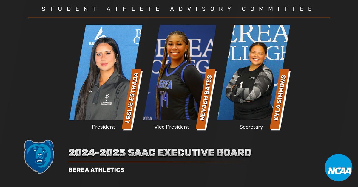 Berea College Athletics 2024-2025 Student-Athlete Advisory Committee (SAAC) Executive Board 

#OneBlood | #ClimbTheMountain