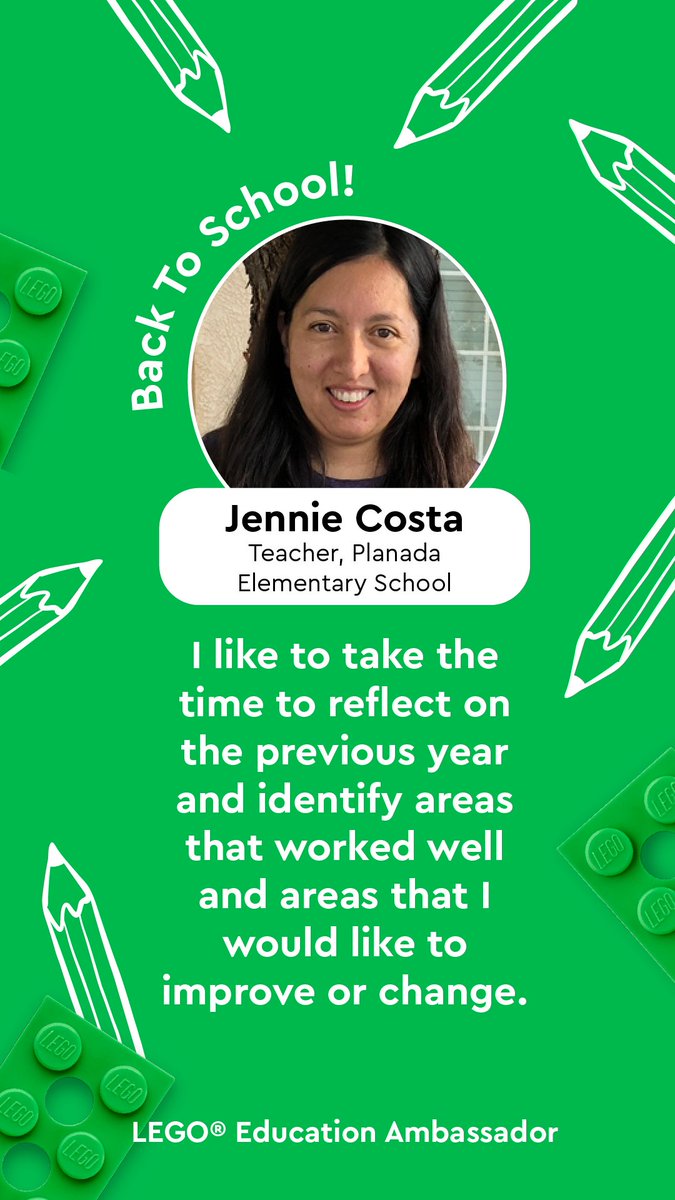 LEGO_Education's tweet photo. What were your favorite successes from last school year? Teacher Jennie Costa reflects on past experiences to gear up for back to school. #BackToSchool https://t.co/EJAIj65HaM