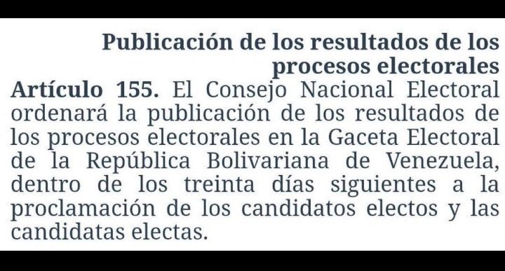 indhriana's tweet photo. Vamos a explicarle a @cafecnn cuándo es que el Consejo Nacional Electoral de Venezuela debe publicar los resultados electorales: 

1. Según la Ley Orgánica de Procesos Electorales, el CNE tiene 30 días, lease bien : “TREINTA DÍAS” para publicar en la gaceta electoral los resultados. 

Han pasado menos de 72 horas y están con su show. 

2. Las actas jamás se publican, las actas se auditan, previa solicitud formal. No se ha solicitado formalmente esto por cierto. 

3. Venezuela es soberana y sigue sus procesos conforme a nuestra ley y no conforme a los chantajes de países que pasan hasta más de un mes para dar resultados electorales. 

¡Váyanse al Carajo!  @CNNEE @cafecnn ¿les quedó claro?