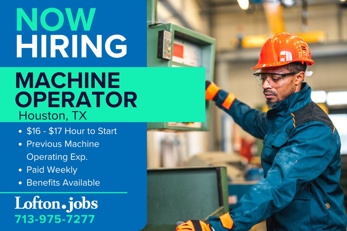 LoftonJobs's tweet image. #NowHiring #MachineOperator #Operator #loftonjobs
Click link for more information and to apply directly.

loftonstaffing.securedportals.com/jobportal/jobs…