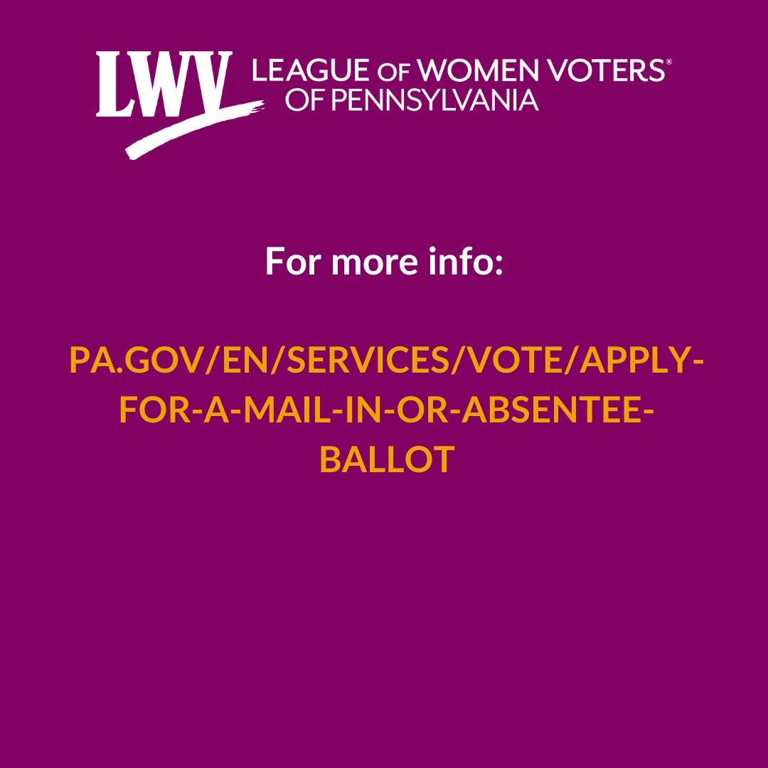Hey, Pennsylvania! The deadline to request a mail-in or absentee ballot is October 29, 2024 at 5 PM. Voting by mail is safe, secure, and easy.

For more info, check out pa.gov/en/services/vo…!