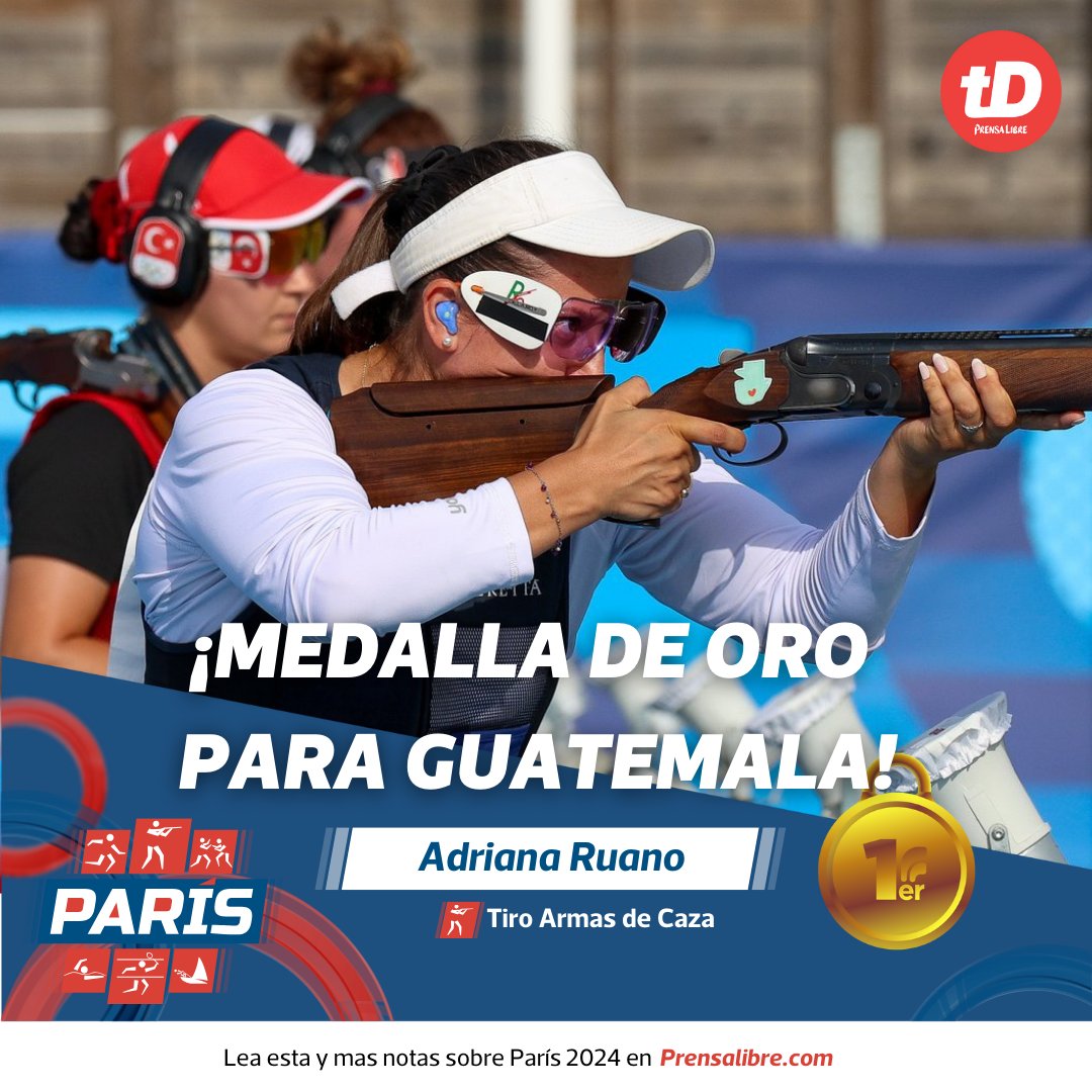 tododeportes_pl's tweet photo. #Paris2024 | MEDALLA DE ORO PARA GUATEMALA

Adriana Ruano compitió en la final de foso olímpico y conquistó para Guatemala la tercera medalla olímpica de su historia y con una marca de 45/50 IMPUSO RÉCORD OLÍMPICO.

¡Ruano es la PRIMERA MUJER MEDALLISTA! https://t.co/BGqxeSQWqs