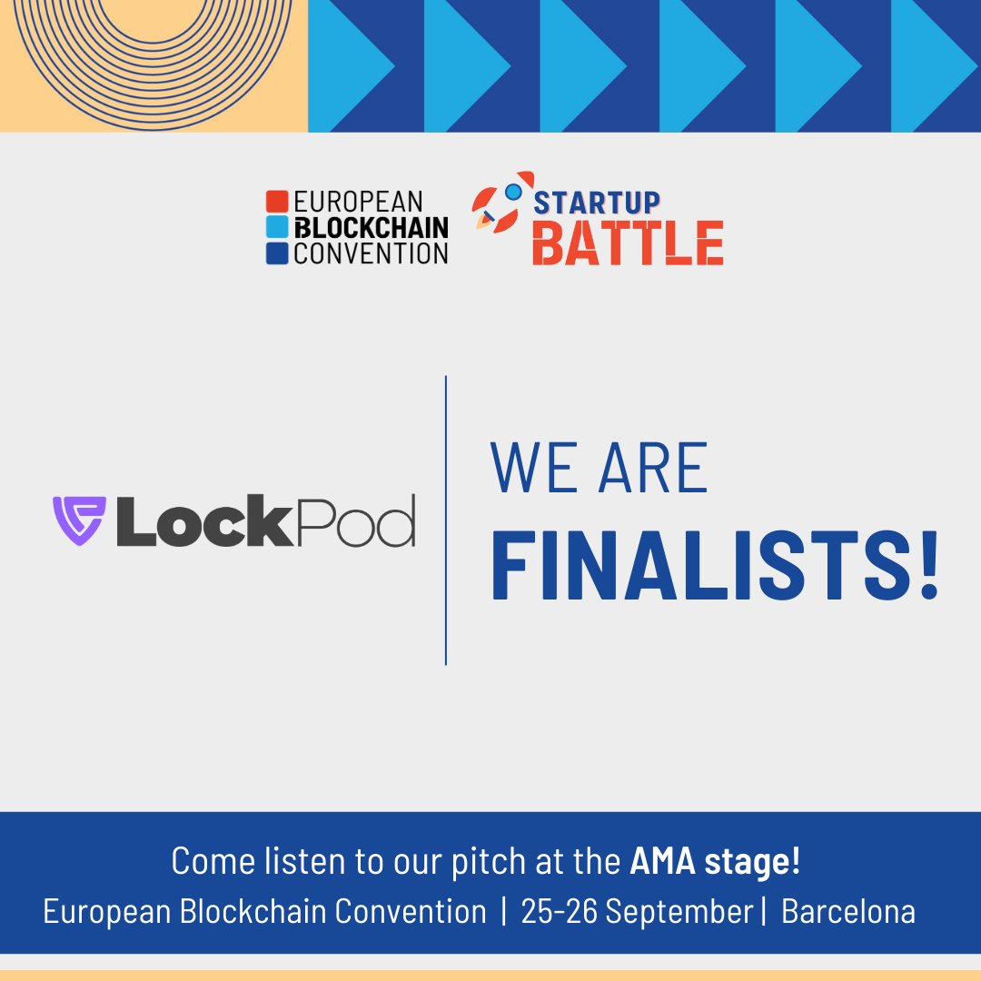 lockpod_wallet's tweet photo. 🚀 We are thrilled to announce that we've been selected by the @EBlockchainCon as one of the top 50 startups for their Startup Battle!

Join us as we pitch our innovative solutions on September 25-26 at the AMA Stage. https://t.co/R5LsjcUAra