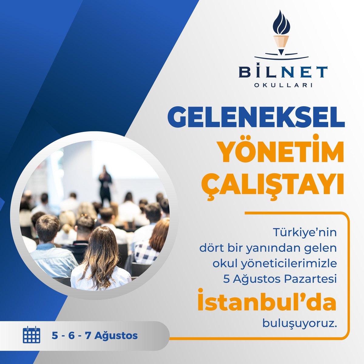Türkiye'nin dört bir yanından gelen okul yöneticilerimizle 5 Ağustos Pazartesi günü İstanbul'da buluşuyoruz.

#BilnetOkulları #BilnetSchools #GelenekselYönetimÇalıştayı #Fizyolojiokulu