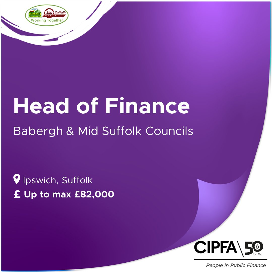 Can you lead #finance for 2 award-winning Councils? <a href="/BaberghSuffolk/">Babergh District Council</a> &amp; <a href="/MidSuffolk/">Mid Suffolk District Council</a> seek a Head of Finance to support their vision for the future.

If you're an energetic leader with a commercial mindset &amp; a talent for motivating teams, learn more >> sourcing.penna.com/clients/baberg…
<a href="/CIPFA/">@CIPFA</a>