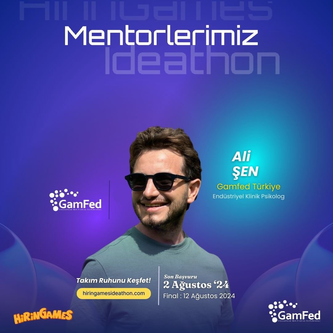 🎮 HirinGames Ideathon: Takım Ruhunu Keşfet! ❗⏳ GamFed Türkiye ve HirinGames iş birliğiyle 5-12 Ağustos tarihleri arasında düzenlenecek fikir yarışmasında Gamfed Türkiye ekibinden Ali ŞEN mentorlerimiz arasında yer alıyor 🚀