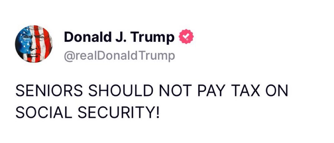 LauraLoomer's tweet photo. President Trump says Social Security should not be taxed! 

This is a very popular position. I ran on this when I ran for Congress in The Villages and I WON the Villages, the largest retirement community in the country! 

Wow! I Wonder who gave Trump this idea….

#Trump2024 #MAGA