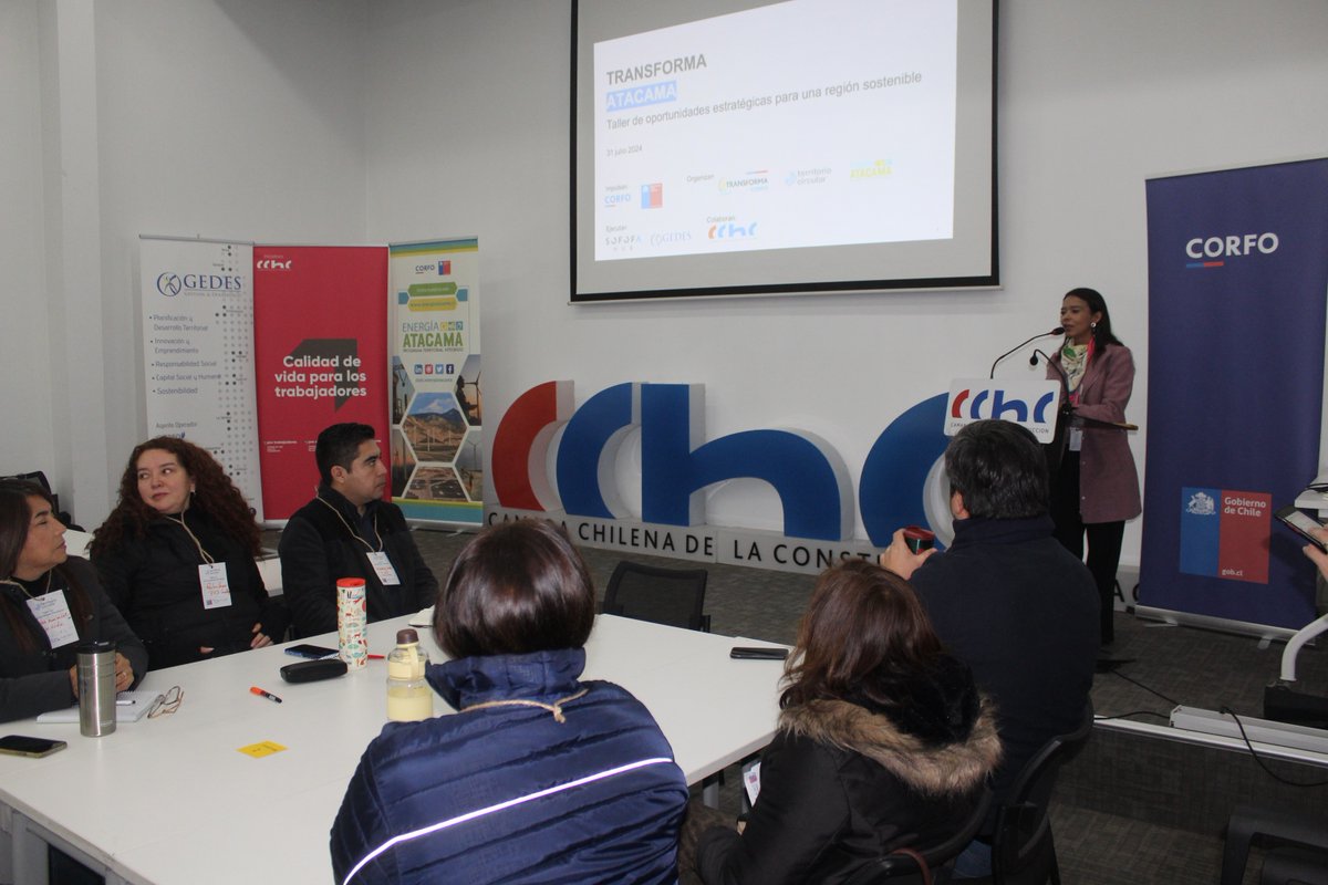 ♻️Juan Pablo Hinojosa, pdte CChC #atacama, junto a socias y socios del gremio, participan en el Taller "Transforma Atacama: Oportunidades estratégicas para una región sostenible", que busca avanzar hacia una transformación de modelos productivos más circulares y sostenibles💪