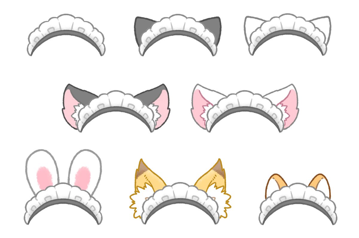 手描き風 メイドさんヘッドドレスカチューシャのフリー素材です😸 猫耳